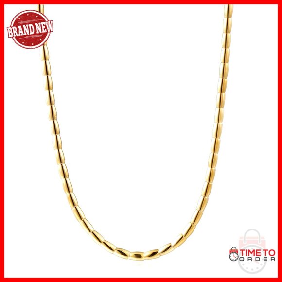 Gold Plated Stainless Steel Chain Necklace Adjustable 16.5-18.5 Inches